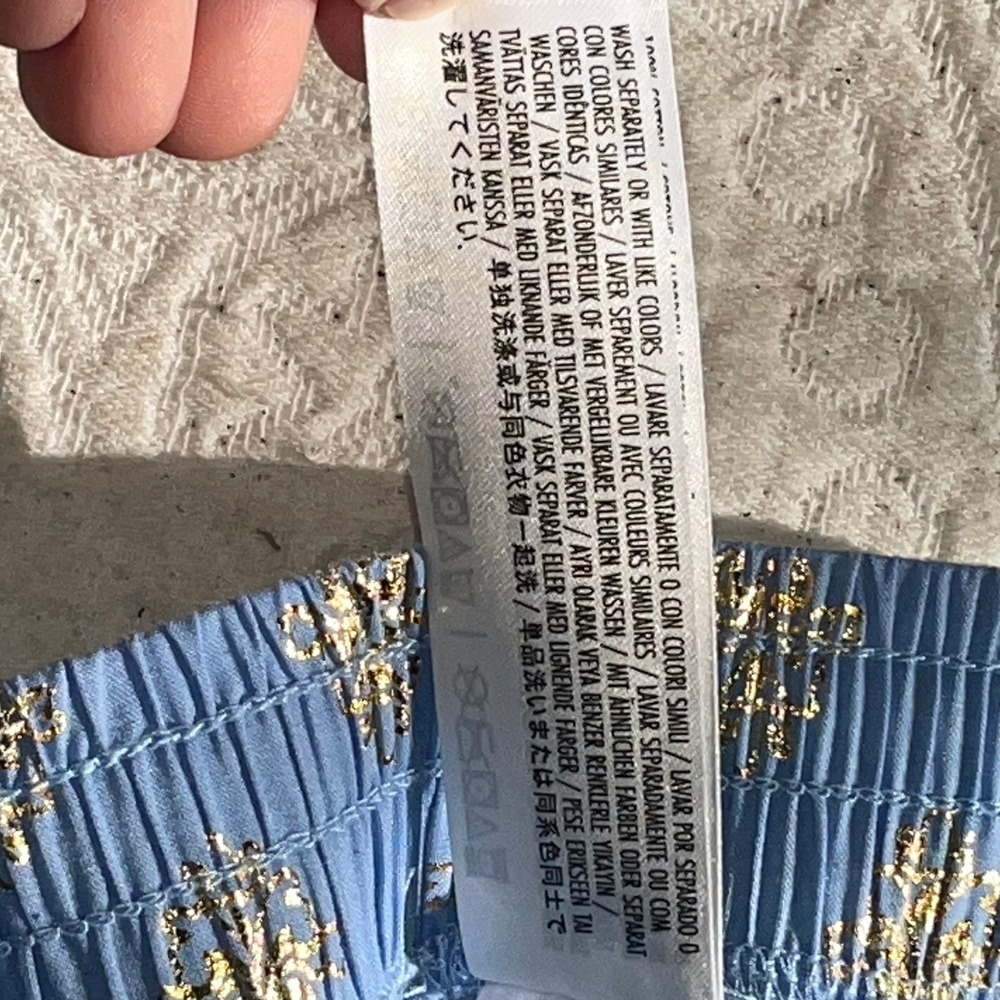Disney Pajama Pants Women's Medium Blue Gold Damask Print Lounge Sleepwear - Picture 5 of 13